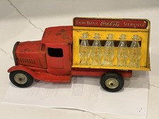 Vintage 1930s Metal Craft Coca-Cola Delivery Truck With Glass Bottles picture