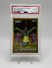 Topps 2025 Chrome SpongeBob King Neptune Gold Refractor #11 26/50 PSA 10 picture