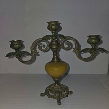 Vintage Ornate Brass 3‑Arm Candelabra – Decorative Antique Style picture