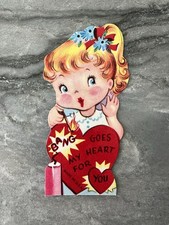 Unused NOS Vintage Valentine Pretty Blonde Girl Pony Tail Firework Bang Match picture