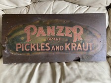 Vintage Antique PANZER PICKLES And KRAUT Advertising Sign pickle Baltimore MD picture