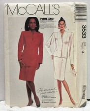 McCall’s 3533 Size 14 Lined Jacket And Skirt UNCUT PREOWNED picture