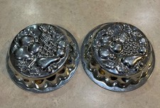 2x-VTG Silver-Toned Jello/Cake Molds or Hanging Wall Decor-Fruit Medley Pattern picture