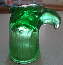 Vintage Eagle Head Glass Decanter Stopper Shot Glass Green Italy Attributed picture