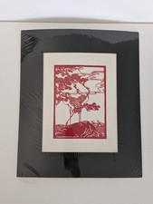 VTG Chinese Paper Cut Folk Art Red White Cranes JIANZHI Signed picture