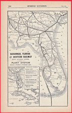 1895 Plant System Railroad Map Savannah Florida & Western Ry Steamship Lines picture
