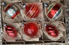 Vintage Premier Unsilvered Double Indent Swirls Stripe Glass Ornaments picture