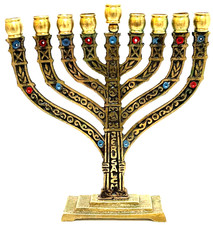 Vintage Judaica Hebrew JERUSALEM Jewish Hanukkah Menorah Judaism Israel picture