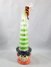 Vintage Large Halloween Candle Wicked Wicks Dracula w/ White Green Witches Hat picture