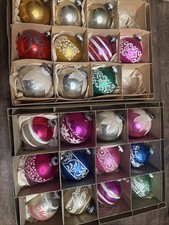 Vintage Large Shiny Brite Mercury Glass Stenciled Ornament Lot 22 Made In USA picture