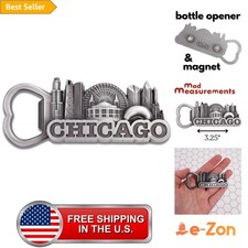Chicago Skyline Bottle Opener Magnet Collectible Travel Souvenir Magnet picture