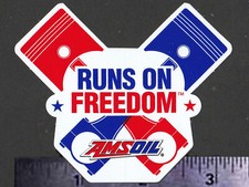 AMSOIL Runs On Freedom - Original Vintage Racing Decal/Sticker - Synthetic Oil picture