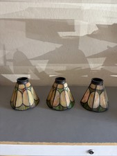 3 X Vintage Tiffany Style Stained Art Glass Lamp Shades picture
