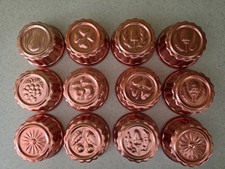 Vintage Set Of 12 Coppertone Aluminum Mini Jello Jelly Molds 3.5