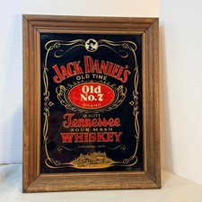 Vintage Jack Daniels Old No 7 Tennessee Whiskey Framed Bar Mirror 14.5x11.5 picture