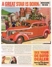 1937 DeSoto Orange Sedan On The Movie Set art Vintage Ad picture