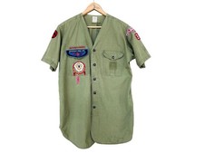 Vintage 1950s Boy Scouts of America V-Neck Baseball Uniform Shirt Wisumahi 478 picture
