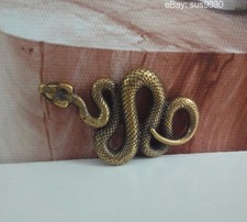 Vintage Solid Brass Small Zodiac Snake Figurine Statue for Home Decor picture