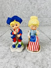 Vintage Kelvin’s Patriotic Figurines B-951 B-954 Colonial Boy & Flag Girl S/2 picture