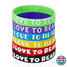 WILLBOND I Love Read Rubber Bracelets Motivational Rubber Wristband Colorful picture