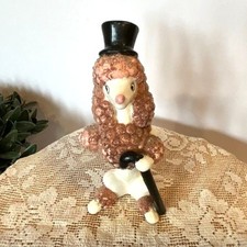 Mid Century Modern Pink and White poodle top hat and cane vintage made in Japan picture