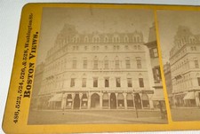 Antique Victorian American Cityscape Odd Fellows Hall Stereoview Photo Boston MA picture