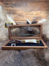 1995 Buck 110 Knife With Genuine Elk Handle Stainless Blade Mint Display Case picture