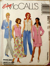 MCALLS PATTERN 8671 SELECT A SIZE EASY SKIRT TOP JACKET PANTS PETITE Sz 22-24-26 picture