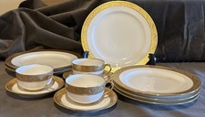 Vignaud VIG28 Wanamaker 3 Ea. Dinner Luncheon Plate Cup & Saucer Gold Encrusted picture