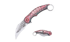 Dark Side Blades Red Dragon Scale Karambit Folding Knife Spring Assisted EDC picture