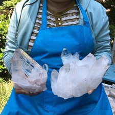 2pc 5.03LB Natural White Clear Quartz Crystal Cluster Rough Healing Specimen picture