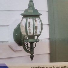 NIB Vintage OUTDOOR Wall Harmony GLASS/Green Sconce LIGHT/LANTERN - 2002 opened picture