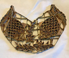 Vintage Indonesian Copper Batik Stamp Two Fish Ornate Marine Textile Tjap Cap picture