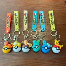Pokémon Poké Ball Keychain Set, Pikachu Eevee Charmander figure Keychain, Anime picture