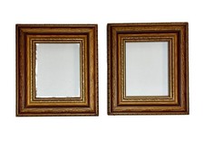 Set/2 Miniature Small Deep Box Mid Century Gold Wood Picture Frames VTG 2.5x3” picture