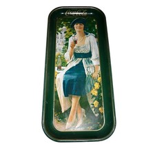 Vtg 1973 Coca-Cola Serving Tray 1921 Flapper Lady Blue Dress Metal Tin 19x8.5