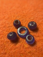 Real Antique 1700s - 1800s Dutch Dogon Blue African Trade Bead Lot Of 5 Beads picture