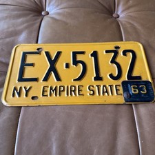 Vintage 1963 New York License Plate Steel Tab # 5132 Essex County w Tab picture