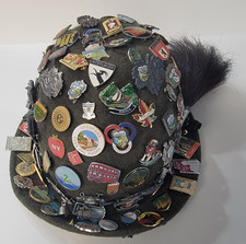 Vintage Alpine Wool Felt Tyrolean Hat with 200+ Vintage Travel Pins Green picture