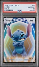 Stitch Gold (8/50) PSA 10 2026 Topps Disney Neon Pop 1 10% Charity picture