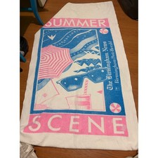 Vintage The Birmingham News Post-Herald Summer Scene Beach Towel Retro Pink Blue picture