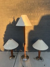 Mid Century Modern MCM Vintage Lamp Set 2 Table Lamps + 1 Floor Lamp 1960s / 70s picture