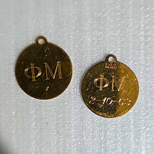 Vintage 1963 Phi Mu Sorority Perfect Pledge Pendant Necklace Charm AJC Co 12K GF picture