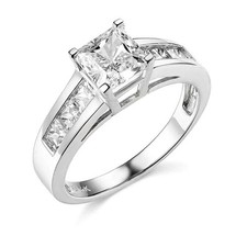 Certified 2.5 Ct Princess Brilliant Cut Diamond Ring 925 Sterling Silver picture