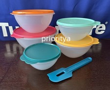 Tupperware Classic Wonderlier Mixing All Purpose Bowl Bright Set 5 + Spatula New picture
