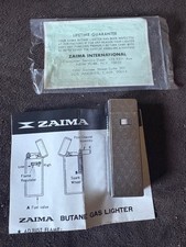 Vintage SIlver Zaima Japan Pocket Lighter w/ Engraved Design + lifetime warranty picture