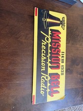 Vintage 1938 Mission Bell Precision Radio Cardboard Advertising Sign Art Deco picture