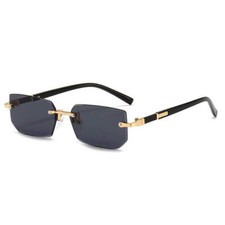 Rimless Rectangle Sunglasses for Women & Men | Trendy Mirror Lens Shades picture