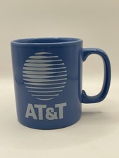 Vtg. AT&T Telephone Company Classic Logo Baby Blue Coffee Mug Cup picture