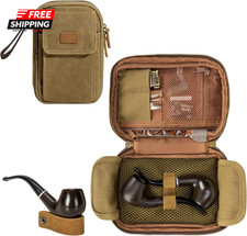 Waxed Canvas Tobacco Pipe Pouch Holds 2 Pipes and Accessories Smell Proof Tobac picture